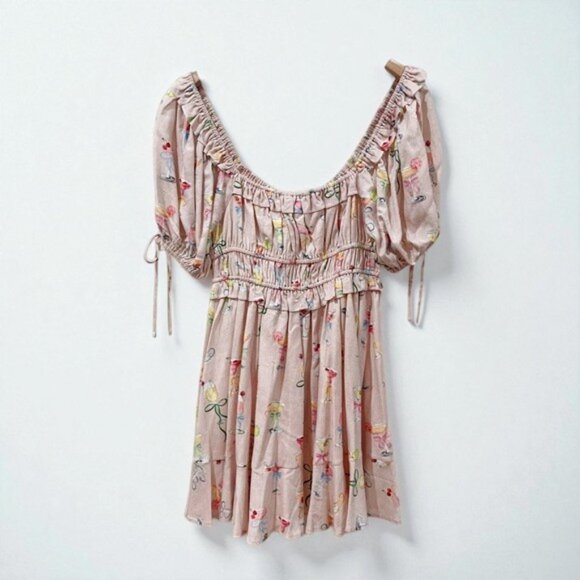 NWT En Saison Mia Ruffle Puff Sleeve Mini Dress Pink Multi - Picture 10 of 10